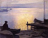 Edward Henry Potthast Canvas Paintings - Along the Mystic River